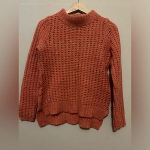 Petal Power small salmon-colored mock turtleneck sweater